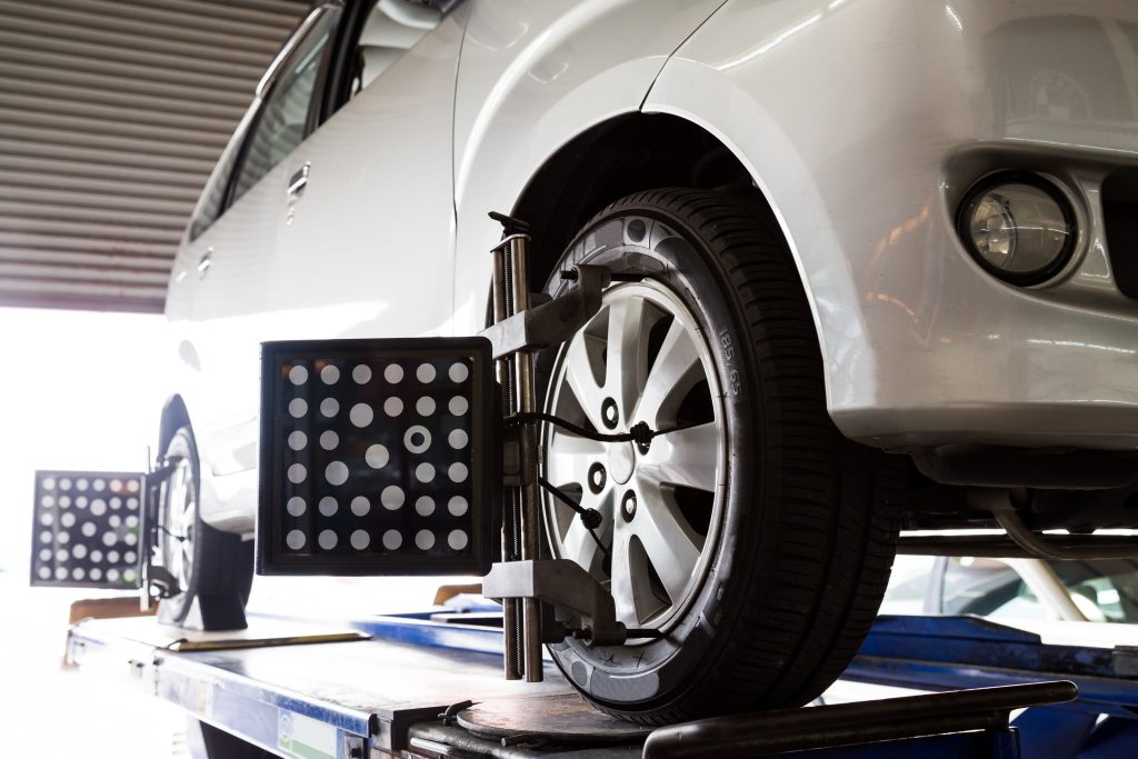 A Buick tire alignment being conducted at Everett Buick GMC in Bryant, AR 