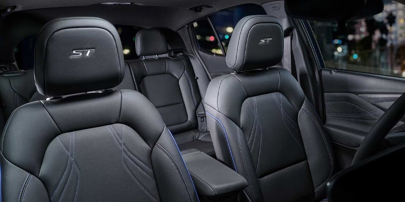 Black leather SUV seats with ST logos