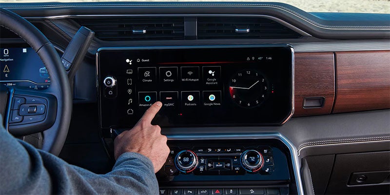 The infotainment system packed with safety features in the 2025 GMC Sierra 2500 in Bryant, AR