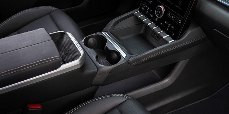 Close-up of the 2027 GMC Terrain center console with convenient storage and modern interior controls in Bryant, AR.