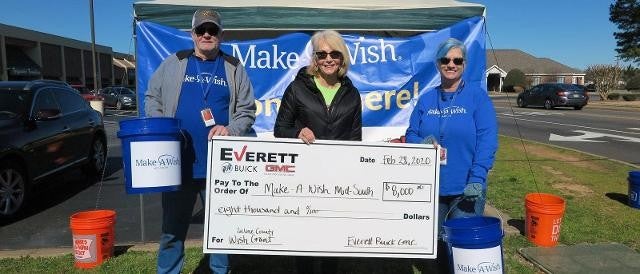 Holding check for Make A Wish Foundation